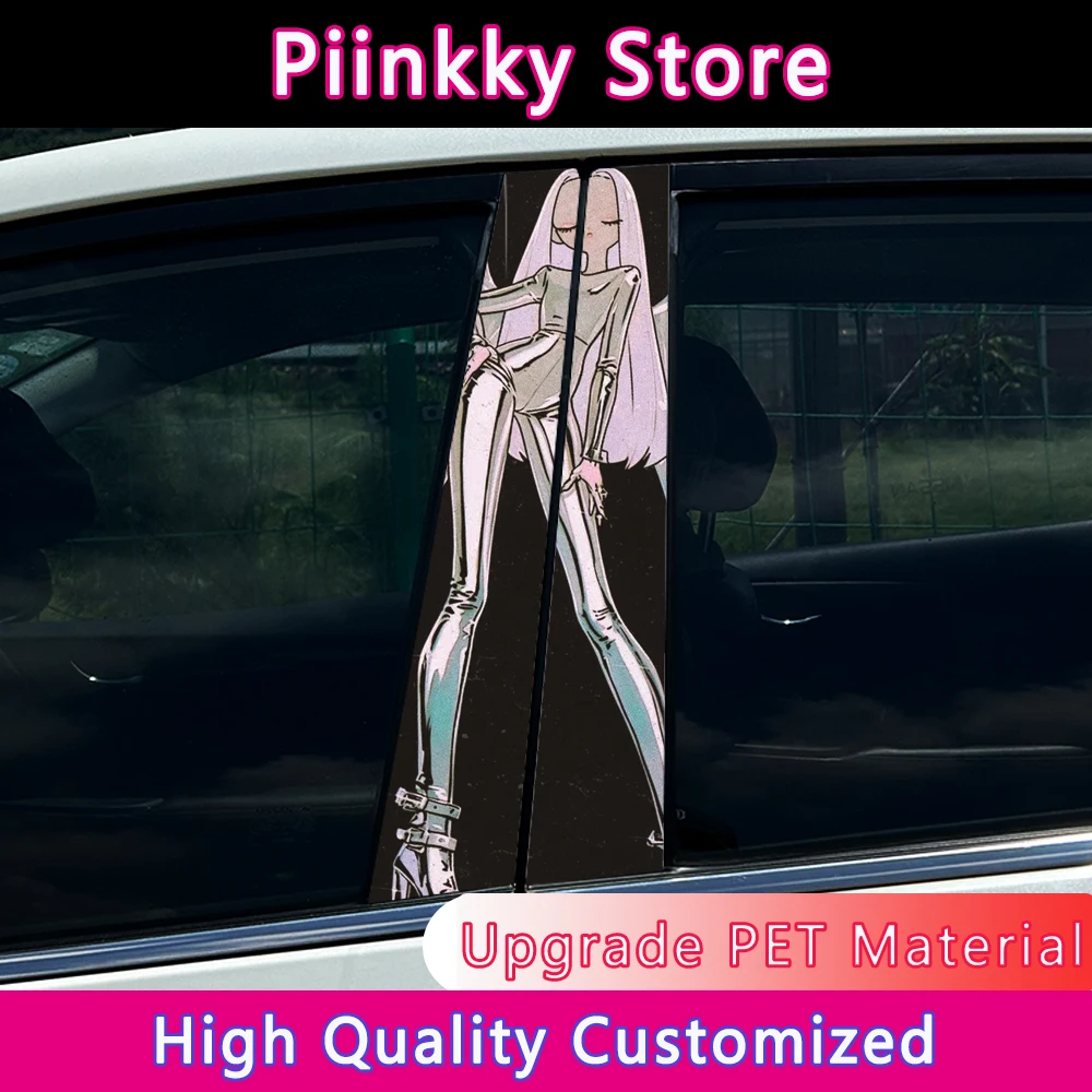 

Anime Beauty Girl Car Stickers Auto B-pillar Car Center Column Decoration Cover Scratches Waterproof Decals Car Accessories