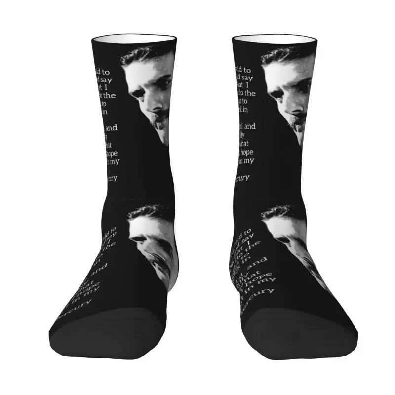 

Cute Mens Freddie Mercury Quotes Dress Socks Unisex Comfortable Warm 3D Printed Rockstar Rock Singer Crew Socks