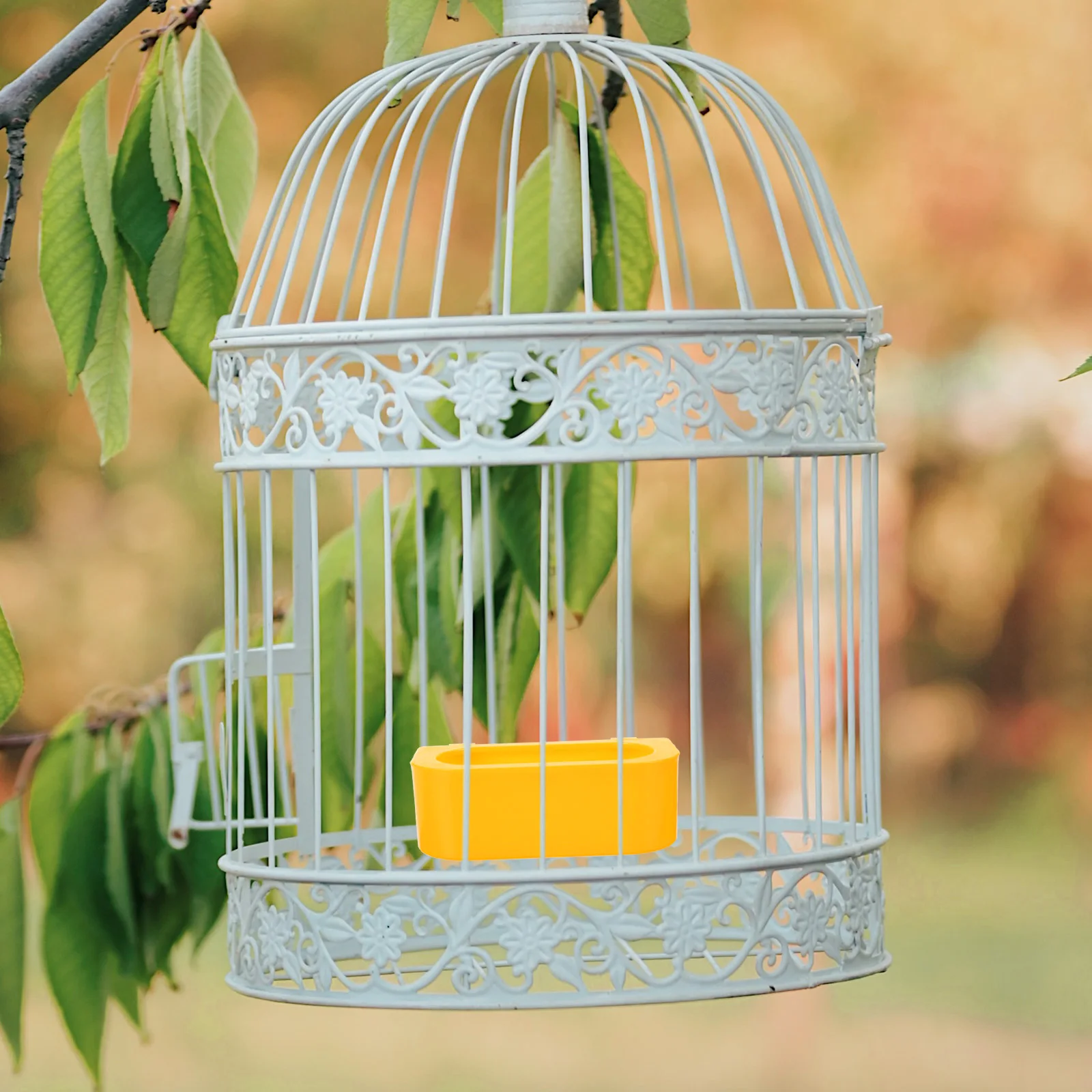 

Splash Proof Bird Feeder Small Parakeet Rabbit Food Bowl Yellow Plastic Cage Hummingbird Parrot Hanging Large Capacity Sturdy