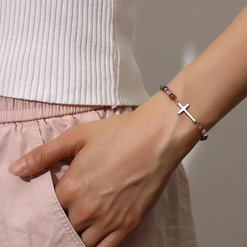 سوار متقاطع للنساء هدايا عيد الميلاد المسيحية تأكيد هدايا عيد الفصح المعمودية للأصدقاء ابنة أمي شقيقة في كريس