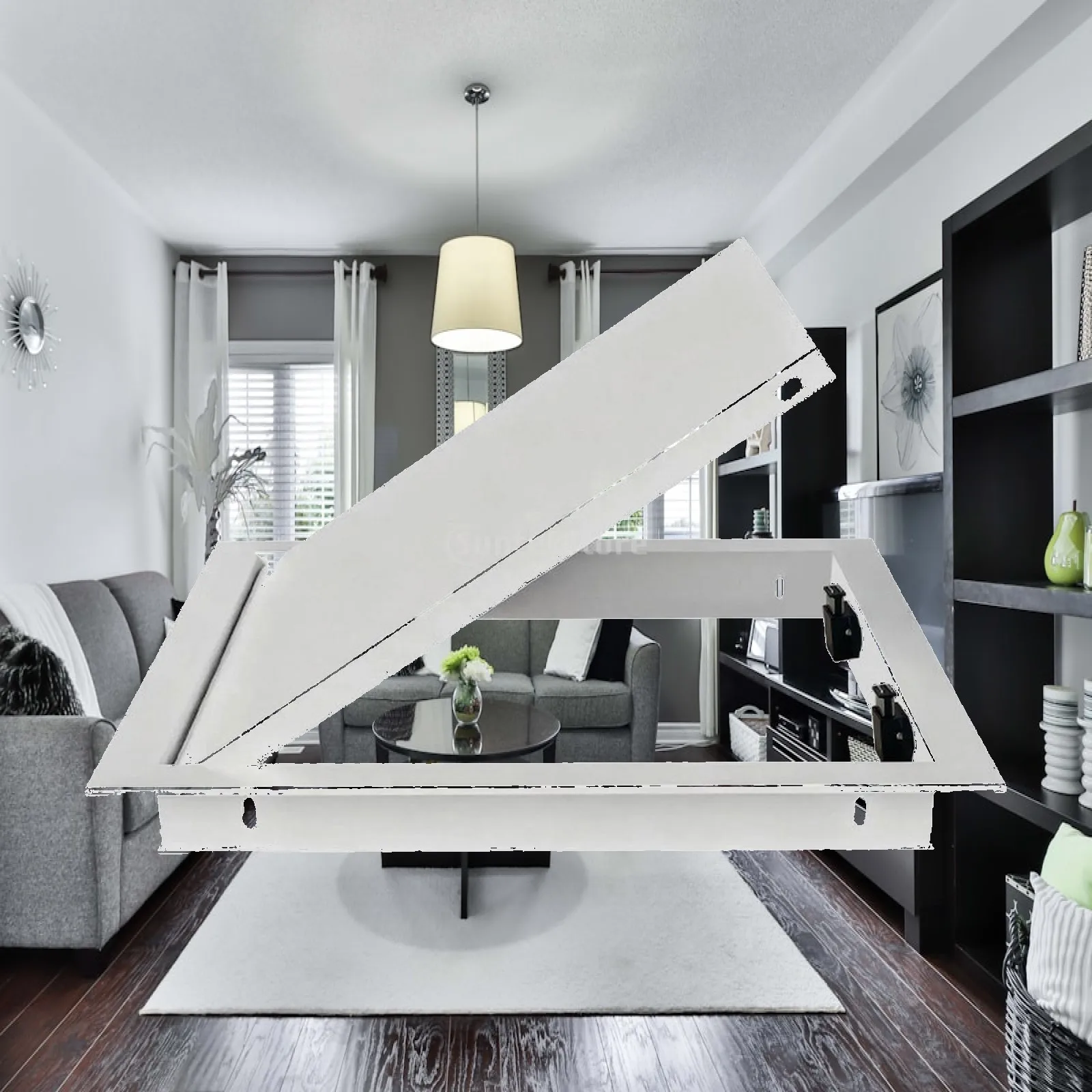 White Finish Aluminum Access Panel with Mounting Frame and Secure Catches for Utility Access