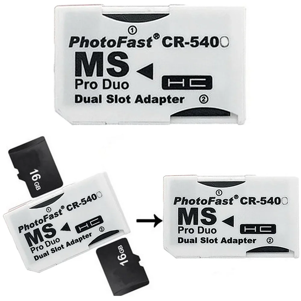 For PSP 1000/2000/3000 SD TF Flash Card to Memory Stick MS Pro Duo SD TF to MS Card Dual 2 Slot Adapter Converter