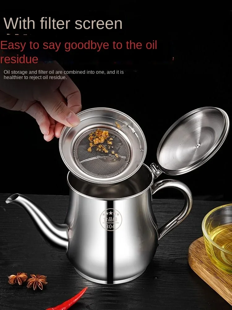 Filter oil pot 304 stainless steel household kitchen extra thick seasoning bottle and jar