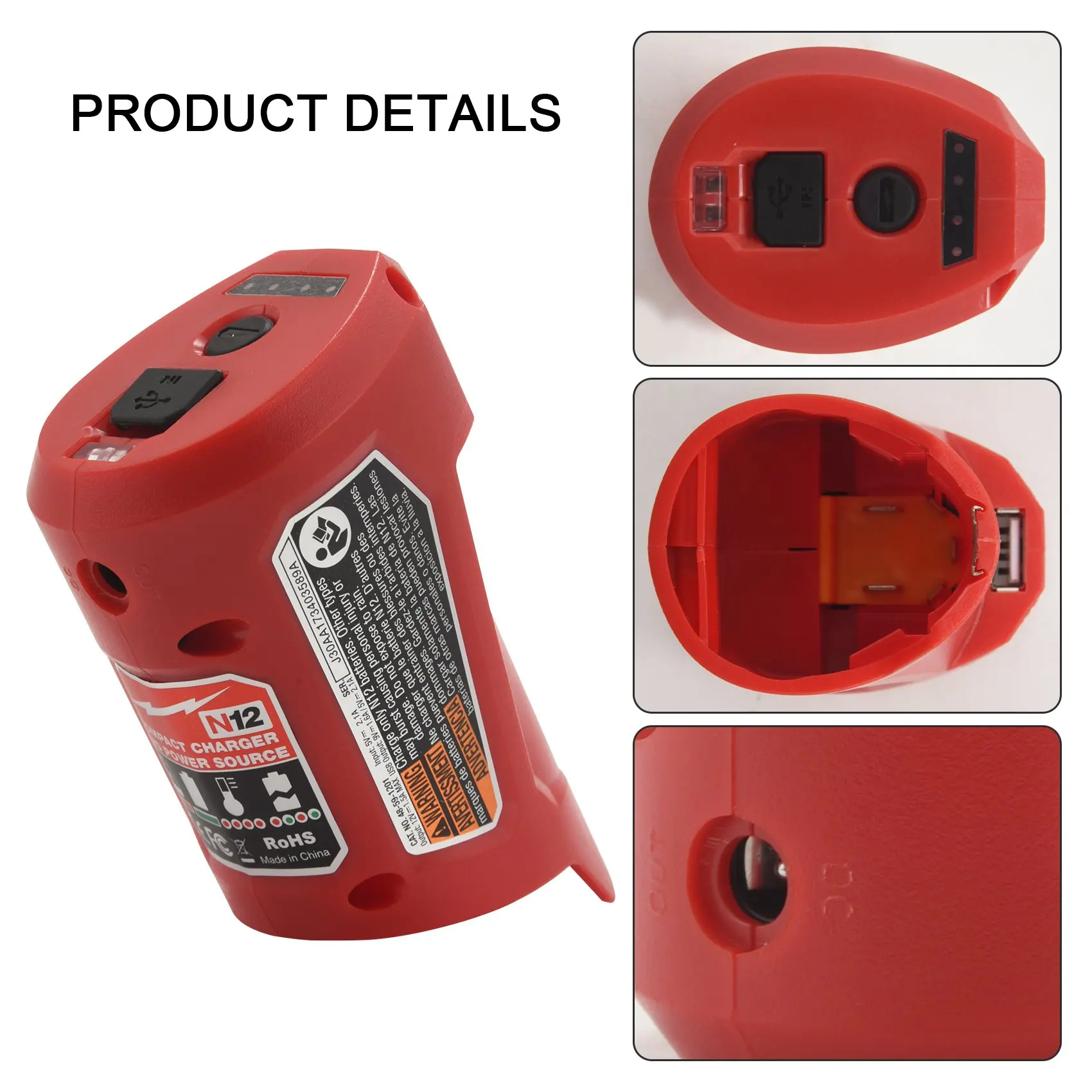 Popular Portable USB Battery Charger and Power Source Fit for 48-59-1201 N12 USB Adapter-Red