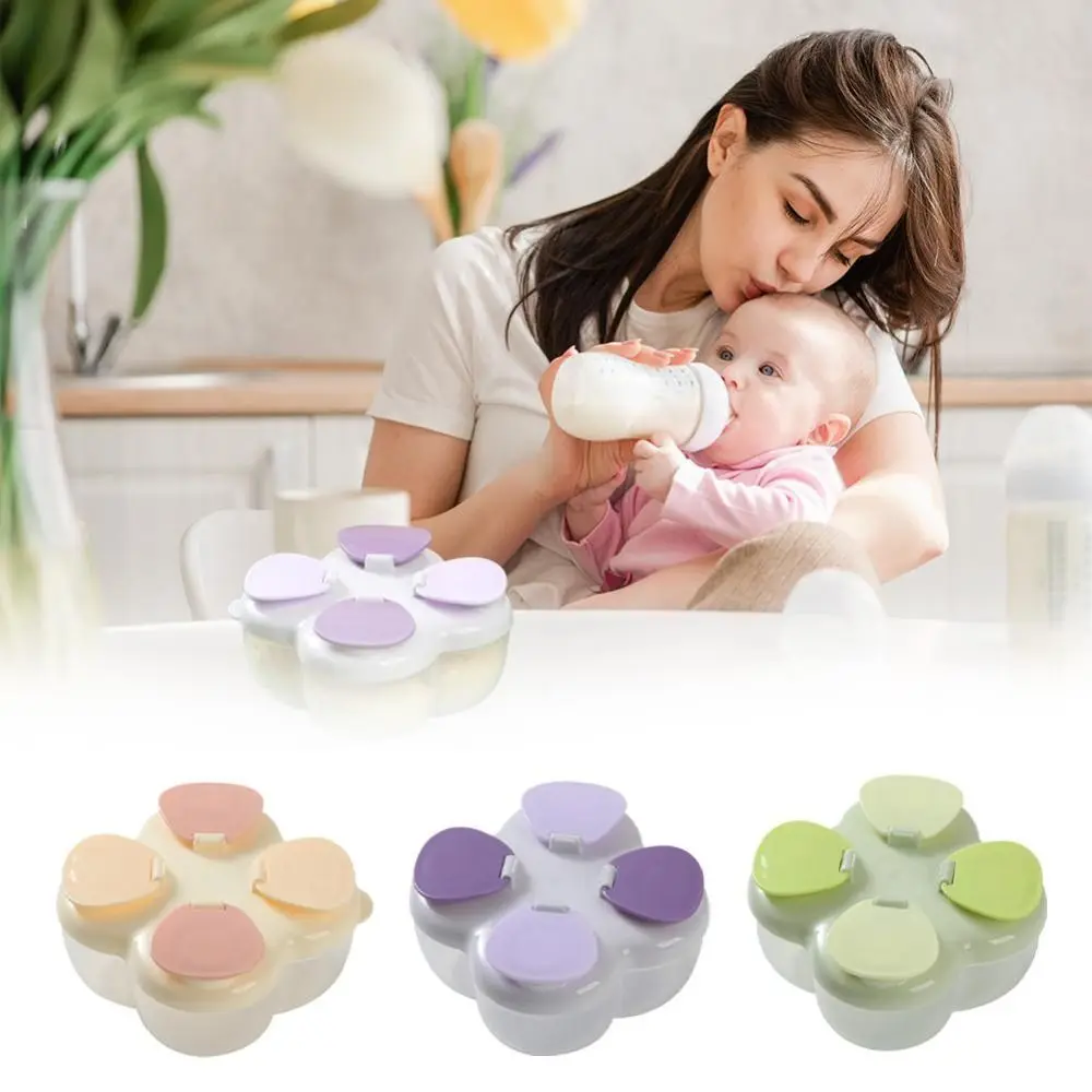 New Partitioned Formula Dispenser 720ml 4 Compartments Powder Dispenser Box PP Wide Opening Food Container Feeding