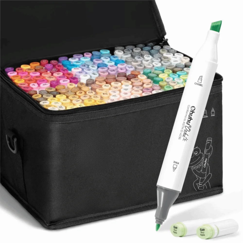 48/60Pcs Portable Alcohol Ink Alcohol Markers Dual Tip Brush Tip Art Marker Set Chisel Tip Drawing Markers Drawing