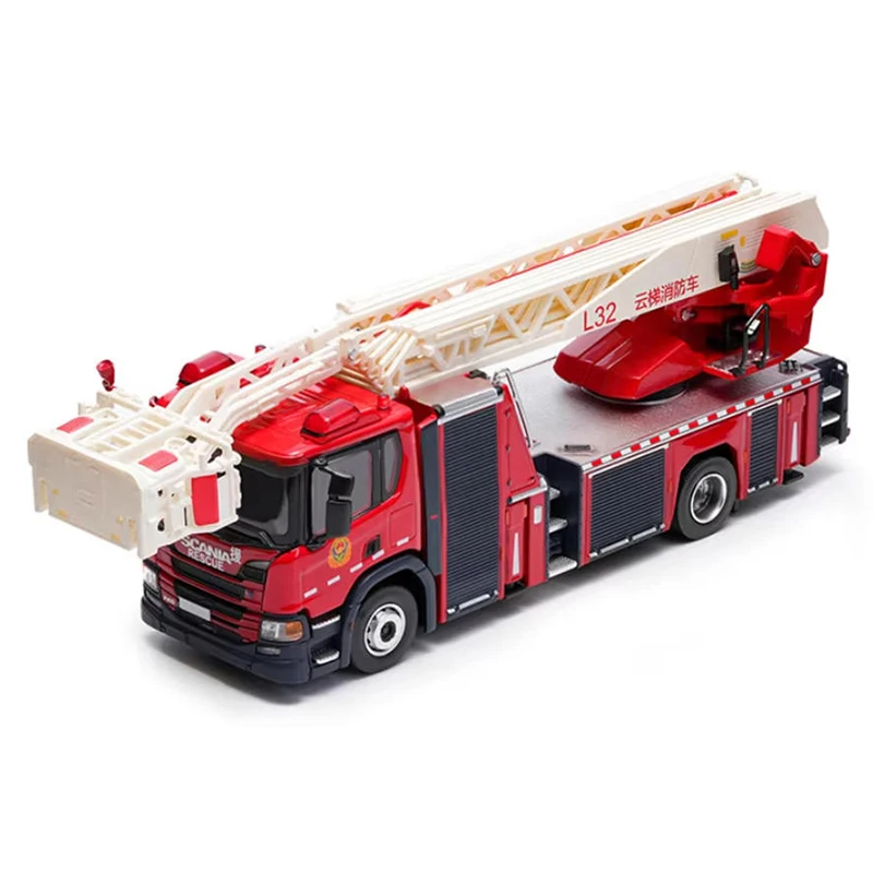 MASSDI 1/64スケール消防車合金製カーモデルコレクション装飾ホリデーギフトおもちゃ