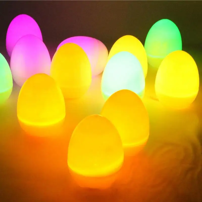 Huevo de Pascua con luz LED para decoración de mesa, 12 piezas, resistente a caídas, Multicolor, resistente al agua