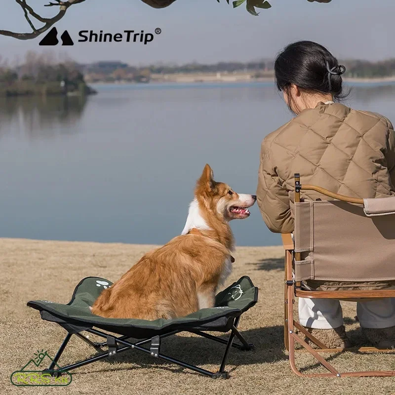 ShineTrip Outdoor Camping Folding Pet Bed Portable Removable Washable Aluminum Alloy Oxford Cloth Cat And Dog Beach Bed