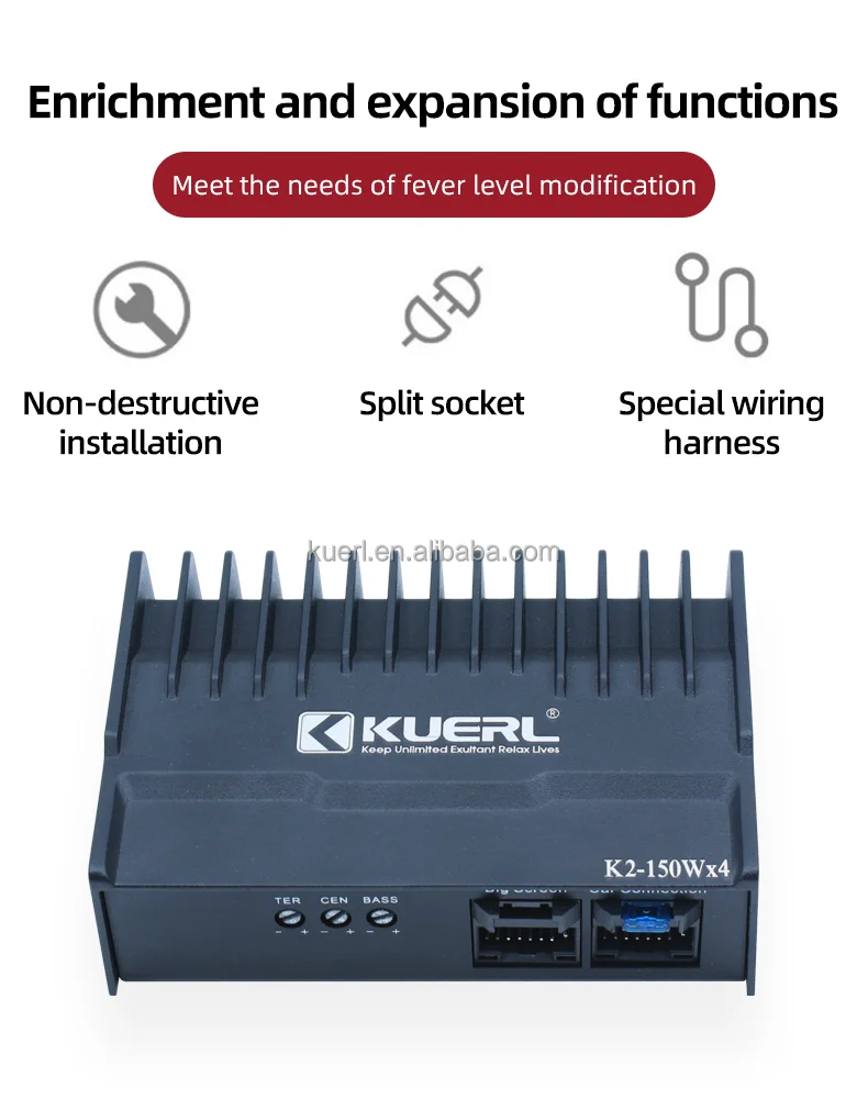 

Автомобильный усилитель мощности Kuerl New Product 45W*4, версия Boost, 4-канальный, с Android DSP.