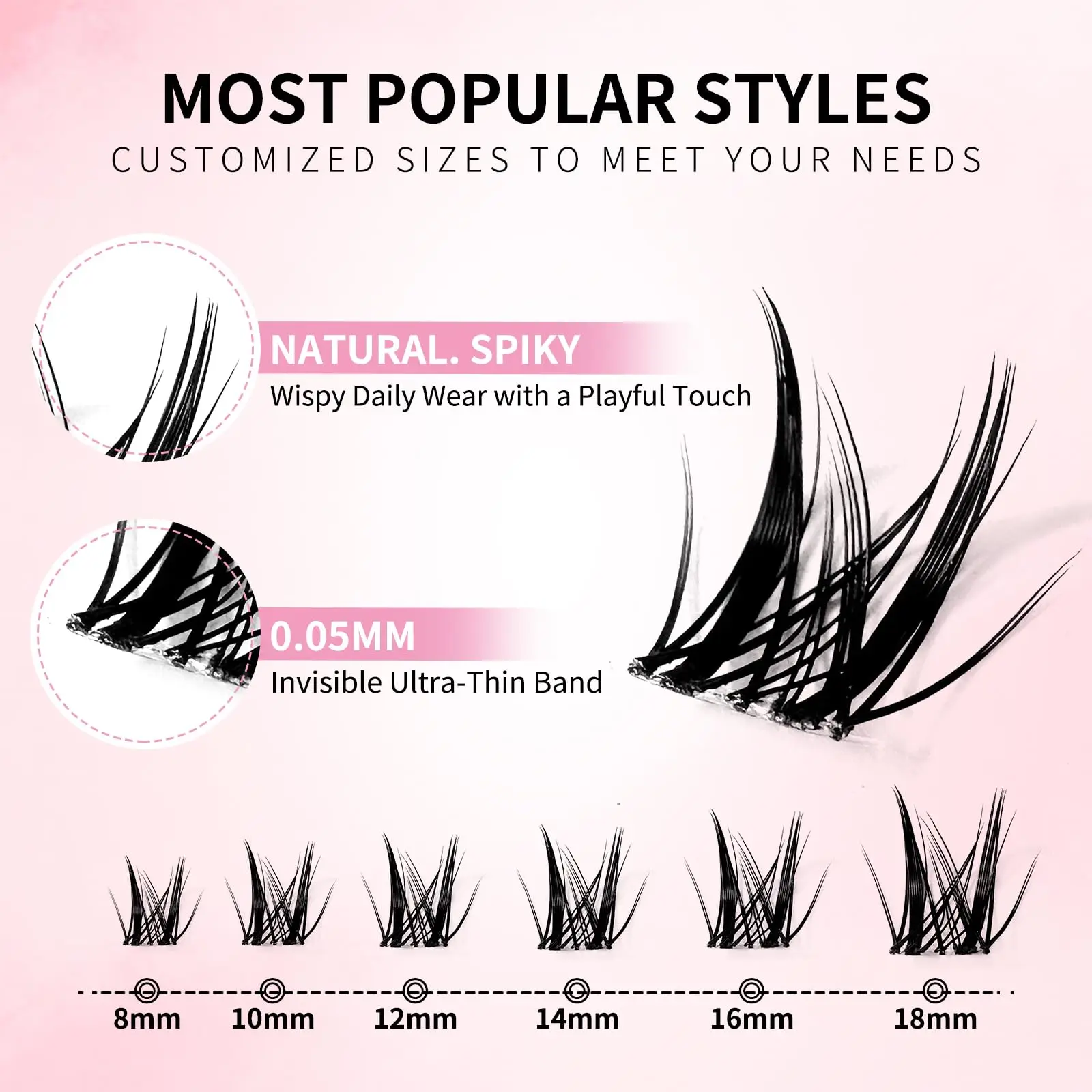uCoolMe Lashes Aphrodite 154pcs Clusters Kit with Bond and Seal Remover Long-lasting Waterproof Wispy Cat Eyes Lashes Extension