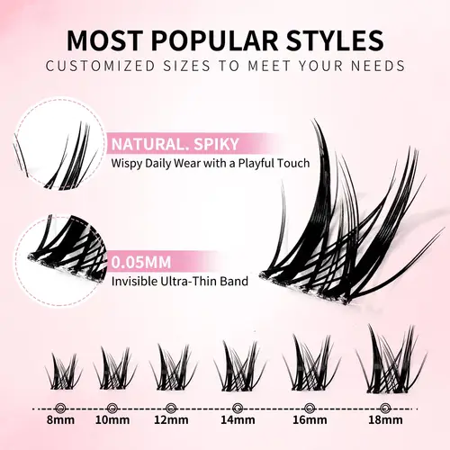 Imagen 2 del producto uCoolMe pestañas Afrodita Natural 154 Uds Kit de grupo de pestañas C Curl Wispy principiante amigable impermeable extensión de pestañas postizas