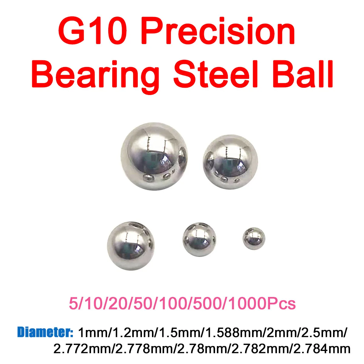 G10 Precision Bearing Steel Balls Diameter 1/1.2/1.5/1.588/2/2.5/2.772/2.778/2.78/2.782/2.784mm Roller Beads High Quatity