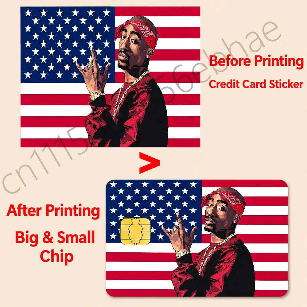 FOR Tupac Shakur 2Pac Fashion Waterproof Anti-Scratch Card Skin Stickers Stylish Decor Covers for Credit Debit Cards
