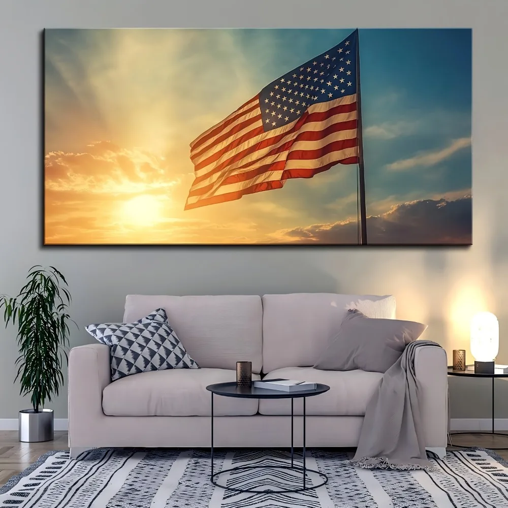 1.5 inch thick pine solid wood frame, patriotic poster, American Home Decor: American Home and Office Decor