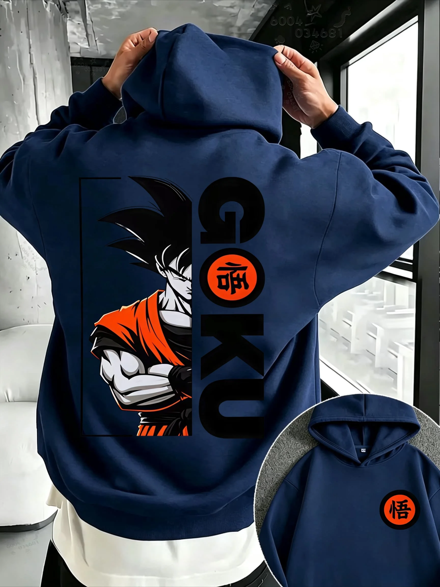 Lässiger, langärmeliger Kapuzenpullover für Jungen mit Beijita-Logo und Dragon Ball Anime-Aufdruck – eine trendige Streetwear für Kinder. – Detail 3
