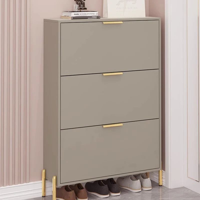 ตู้เก็บรองเท้าแบบหมุนได้สำหรับห้องนั่งเล่นที่บ้านสไตล์โมเดิร์น  ชั้นวางรองเท้าไม้