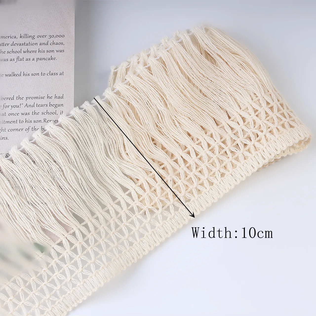 5yards/lot 10cm wide Cotton tassel hanging lace trimming Fringe Beige cotton ribbon Diy handmade Curtain craft