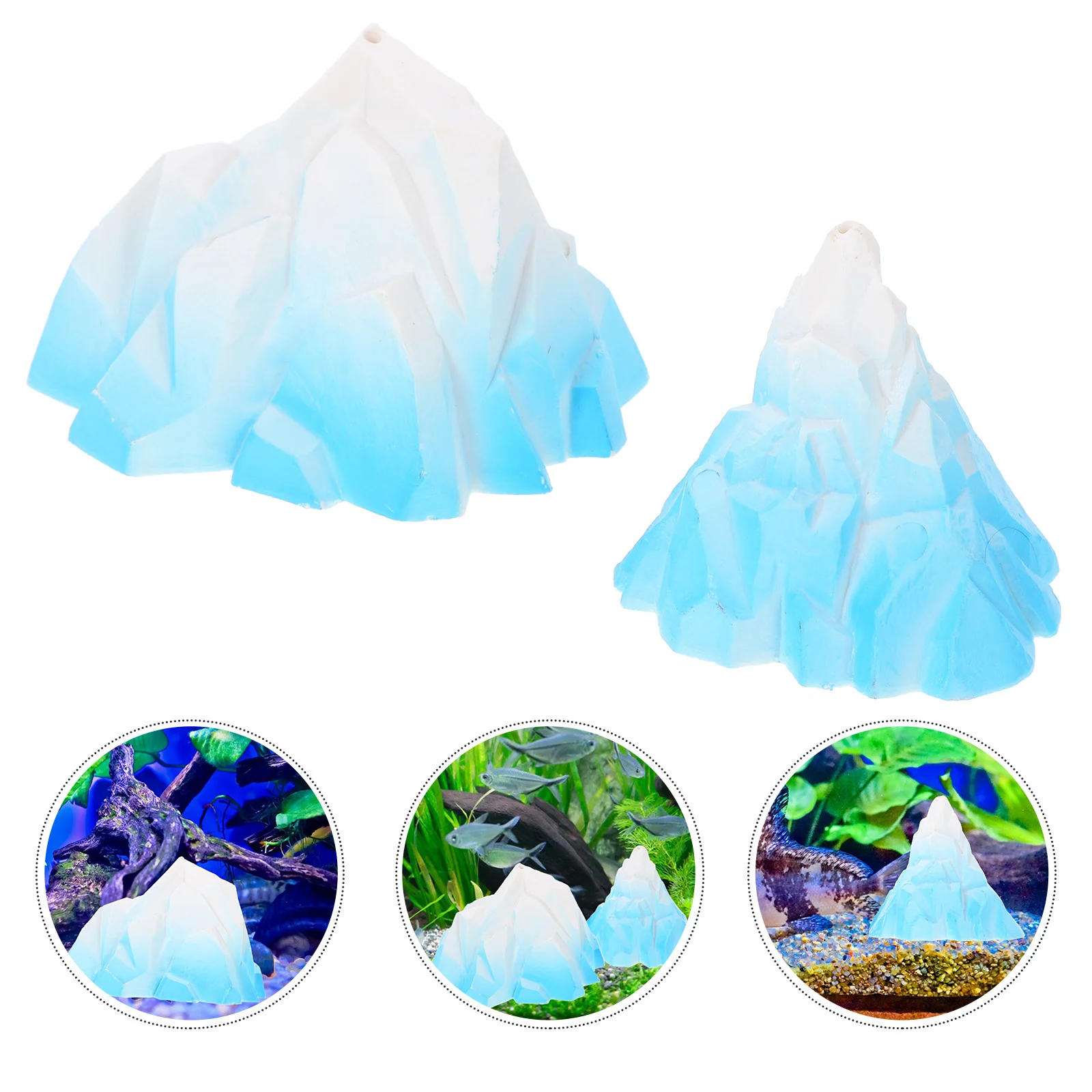 

2 Pcs Fish Tank Landscaping Iceberg Plastic Floeberg Bowl Aquarium Mountains Statue Rock Decorations