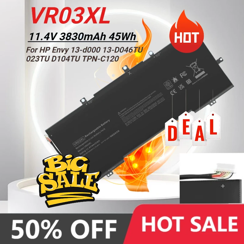 VR03XL 45Wh Laptop Battery Replacement for HP Envy 13-d 13-d000 13-d008na 13-d010nr 13-d053s3 13-d049tu 13-d040wm 13d040nr 023TU