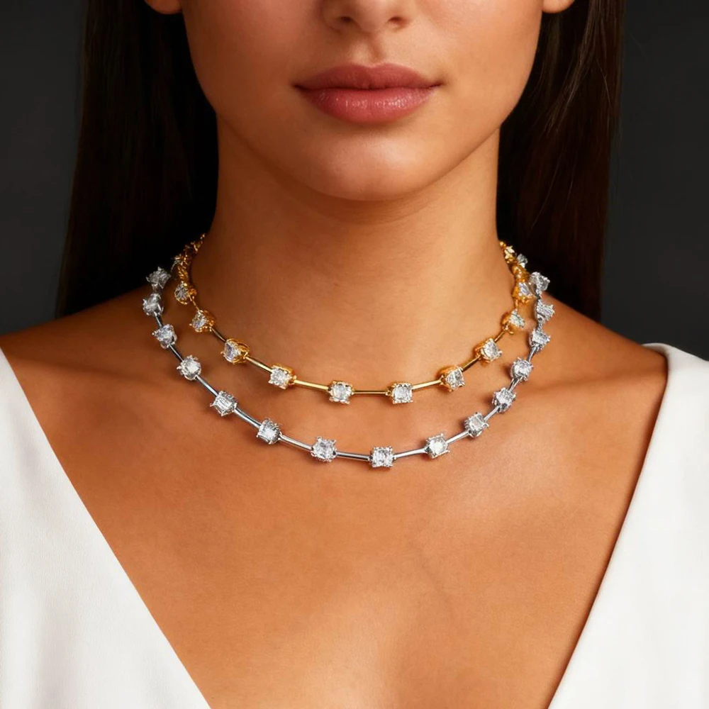 New listing inlaid round zircon bamboo chain charm long chain Y lasso fashion female necklace ice crystal shiny zircon jewelry.