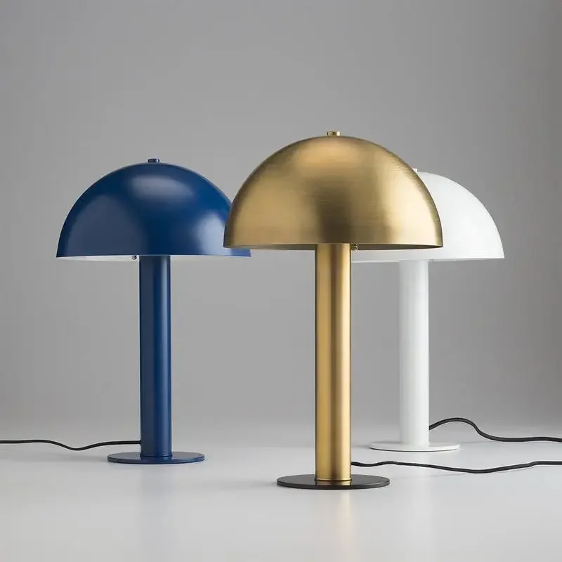 

Nordic metal creative blue gold mushroom art desk lamp