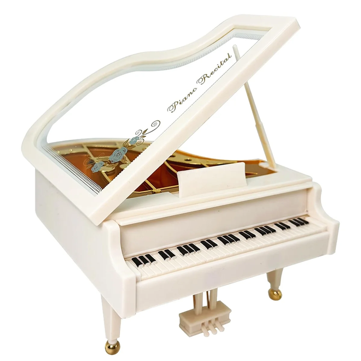 Piano Music Box, White Clockwork Mechanical Musical Boxes, Classical Music Box for Girls Birthday Gift or Desktop Decor