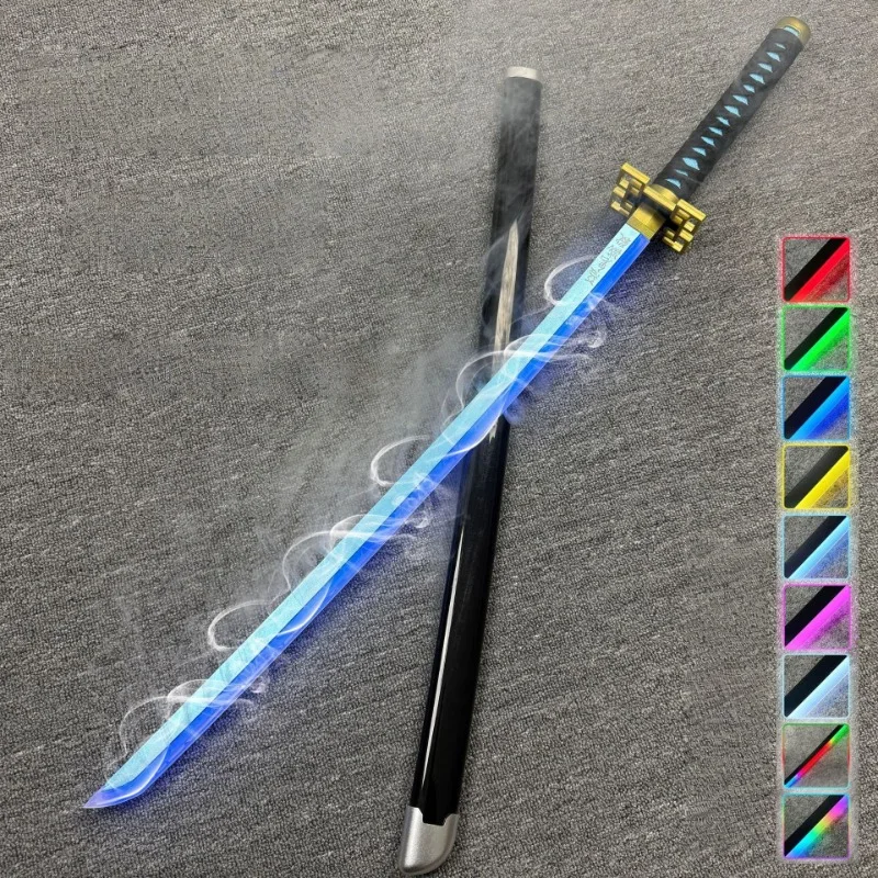 40inch/104cm Demon Slayer Smoke Katana LED Light Up Mist Vapor Sword  Zenitsu Real Size Anime Cosplay Prop Unsharpened Toy Gift