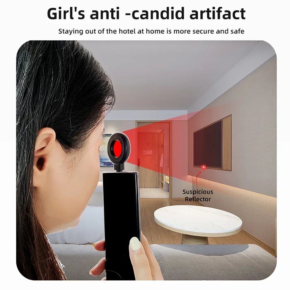 Portable Rf Detector IR Alarm for Outdoor Travel Hotel Rental Anti Candid Hidden Camera Finder Led Light