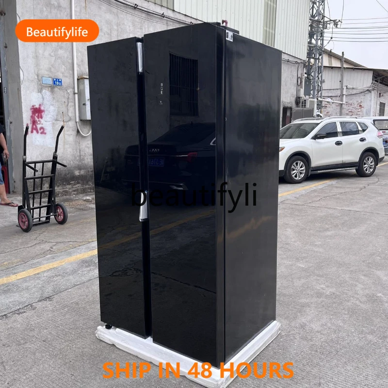 

Double Door Side-by-Side Refrigerator Glass Panel First-Class Energy Efficiency Frost-Free Inverter H