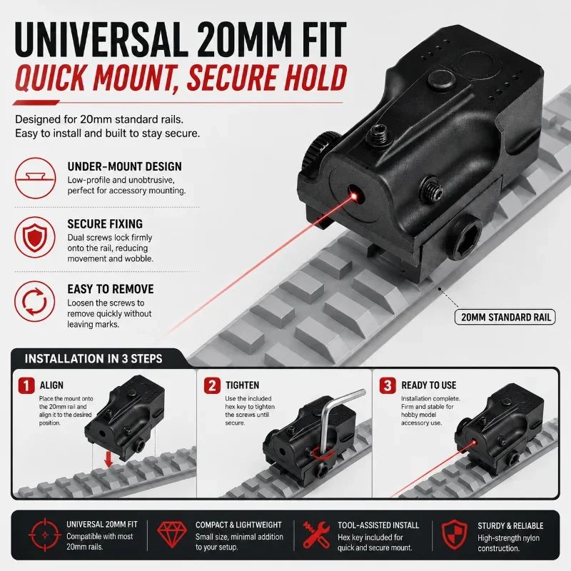 Compact Mini Adjustable Red Light Marker Under Mount Ornament Fit 20mm Rail Hobby Model Accessory