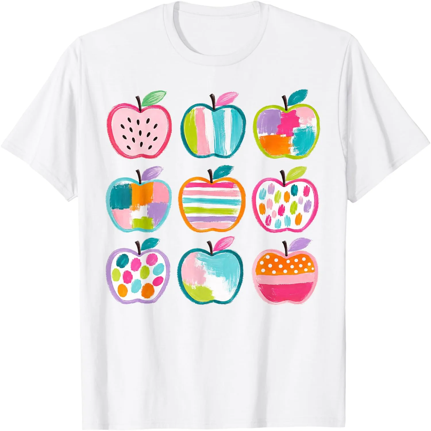 Preppy Art Apples Back to School Teacher Student Cute Apple T-Shirt Birthday t-shirt, graphic tee