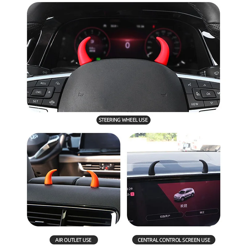 1 set of car Air Outlet direction Cute Devil Horn MINI Dashboard 3D ornament accessories used on all cars