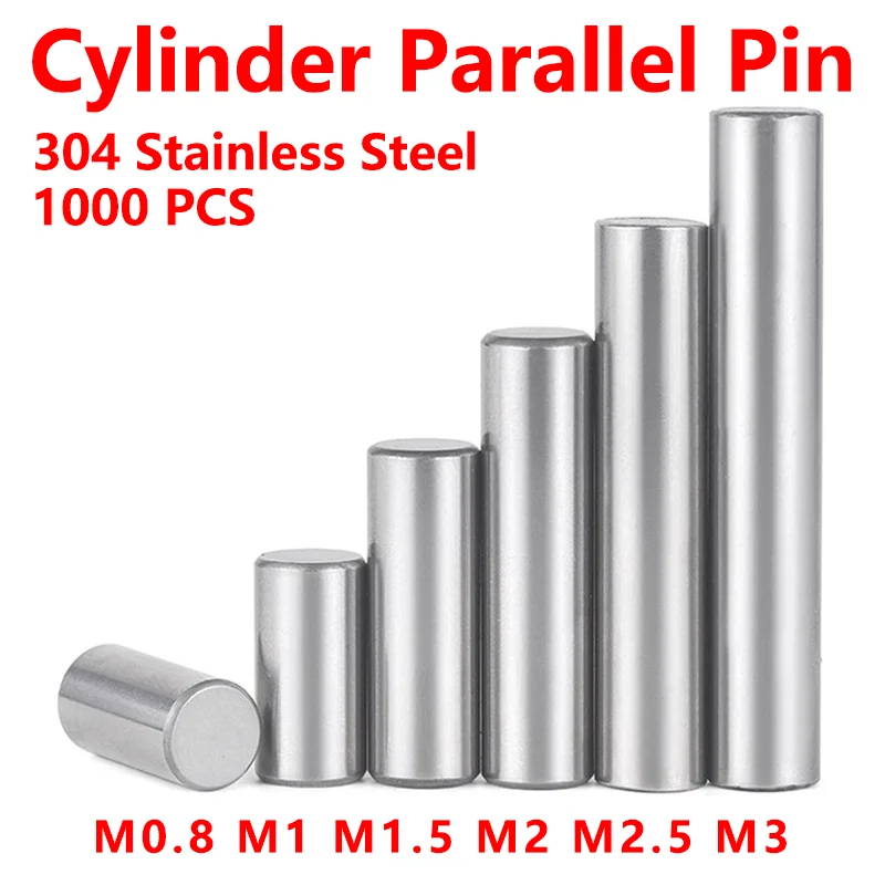 

1000Pcs M0.8 M1 M1.5 M2 M2.5 M3 304 Stainless Steel Cylindrical Pins Positioning 3-60mm Non-Standard Size Locat Parallel Pin