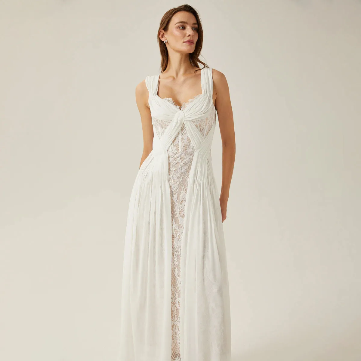 KWTX 2026 Summer Women’s Elegant Strapless Bandeau Lace Patchwork Cut-out Dress Designer for Evening Party Office Street Style