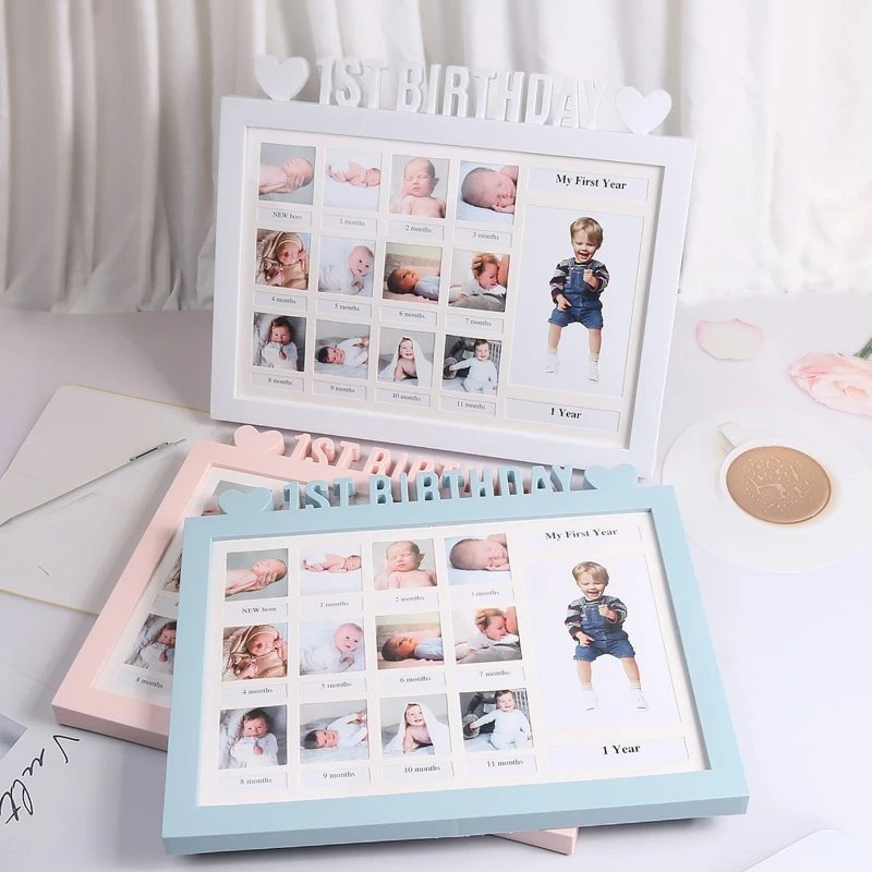 My First Year Baby Memorial Photo Frame School Years Kids Student Baby Keepsake Frame Picture Display Newborn Birth Growth Album