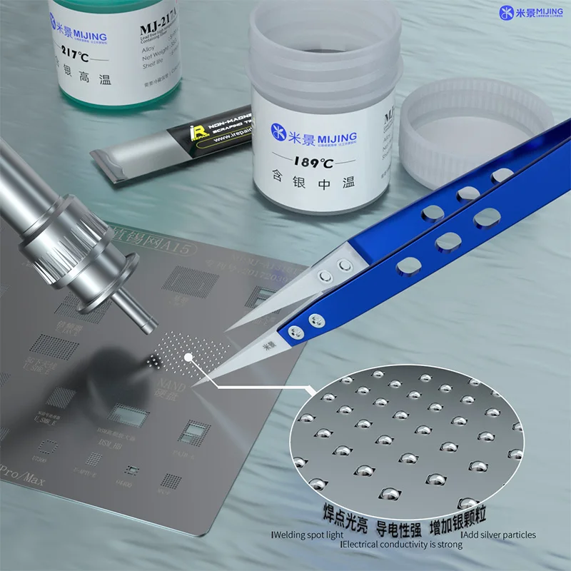 35g Mijing BGA 솔더 페이스트 138/190/217 주석 페이스트, 핸드폰 마더 보드용 은색 페이스트 포함, CPU NAND BGA 리볼링 도구, 1 개입