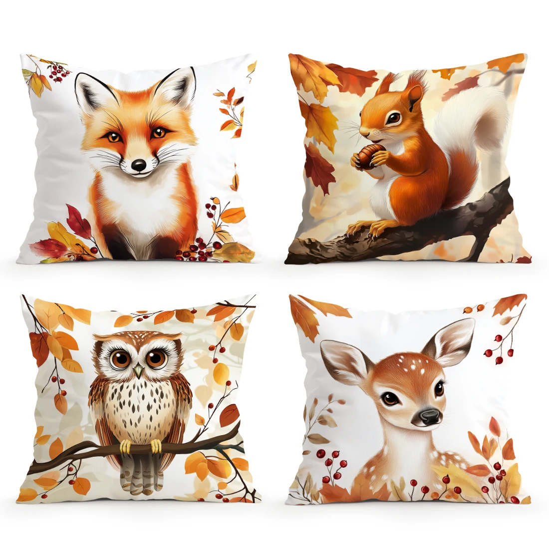 

Autumn animals Cushions Pillowcase Polyester Cushion Cover Throw Pillow Sofa Decoration Pillowcover Home Decor