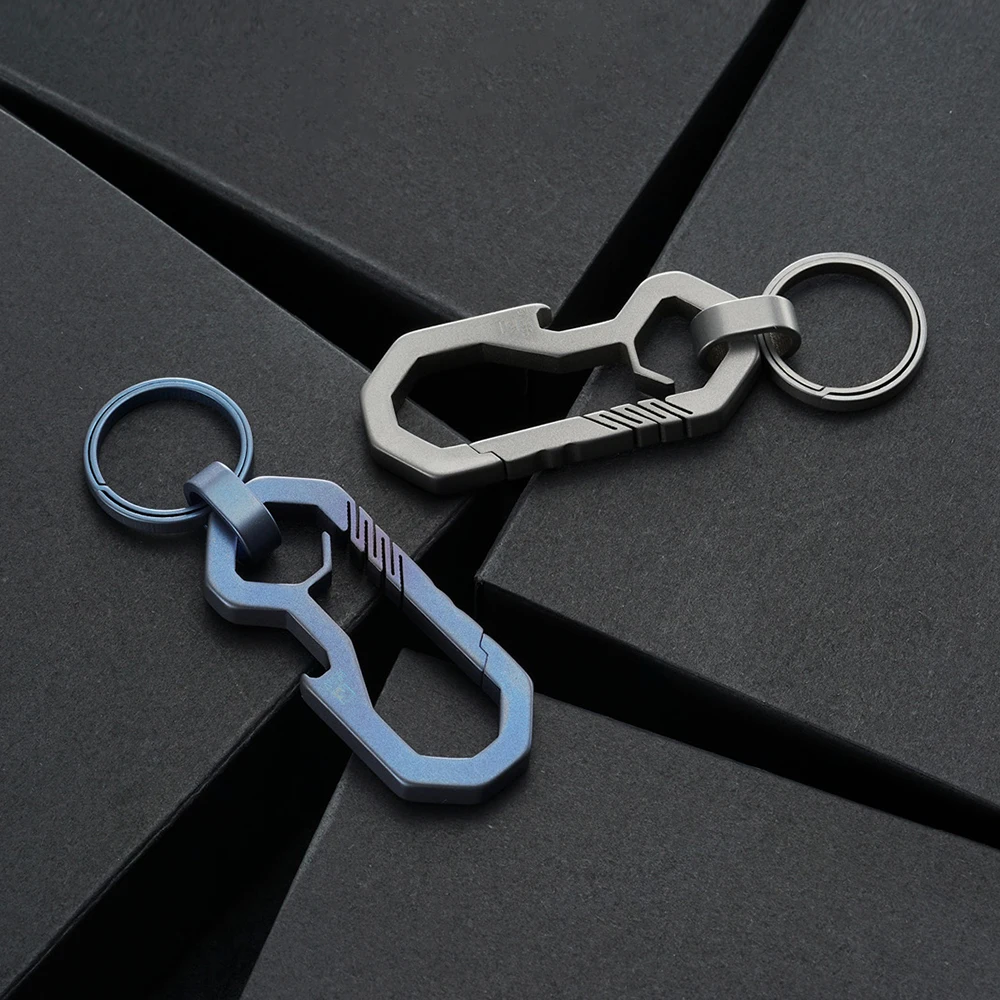 الفاخرة التيتانيوم سيارة مفتاح سلسلة حلقة حامل الرجال خفيفة التيتانيوم المفاتيح معلقة مشبك كيرينغ EDC أداة أفضل هدية الكريسماس #4