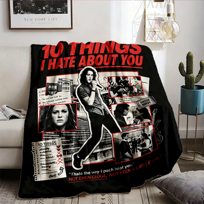 10 Things I Hate About You Soft Blanket, Vintage 90s Rom Com Comfy Blanket, Patrick Verona Movie Flannel Blanket