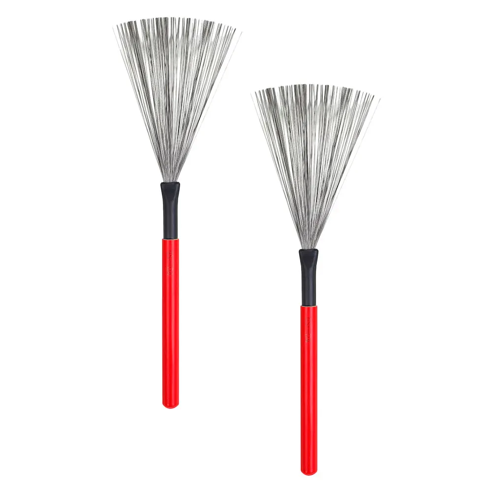 

2Pcs Drum Brush Wire Metal Steel Wood Handle for Drums Jazz Practice Beginner Band Wooden Handle Brush Steel Wire Drum