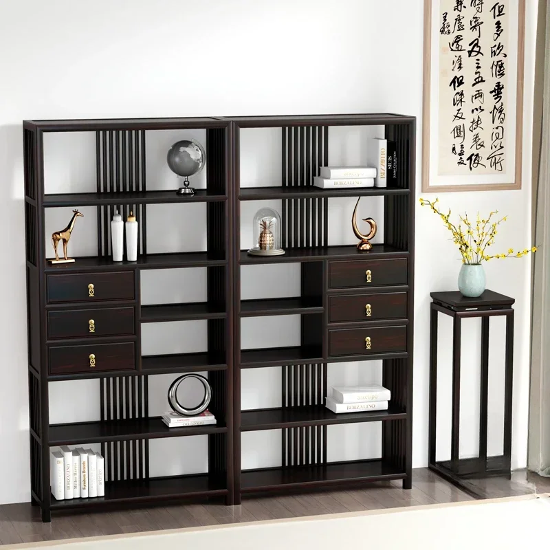 AABogu Frame Solid Wood New Chinese Ornament Screen Partition Living Room Entrance Cabinet Tea Room Shelf