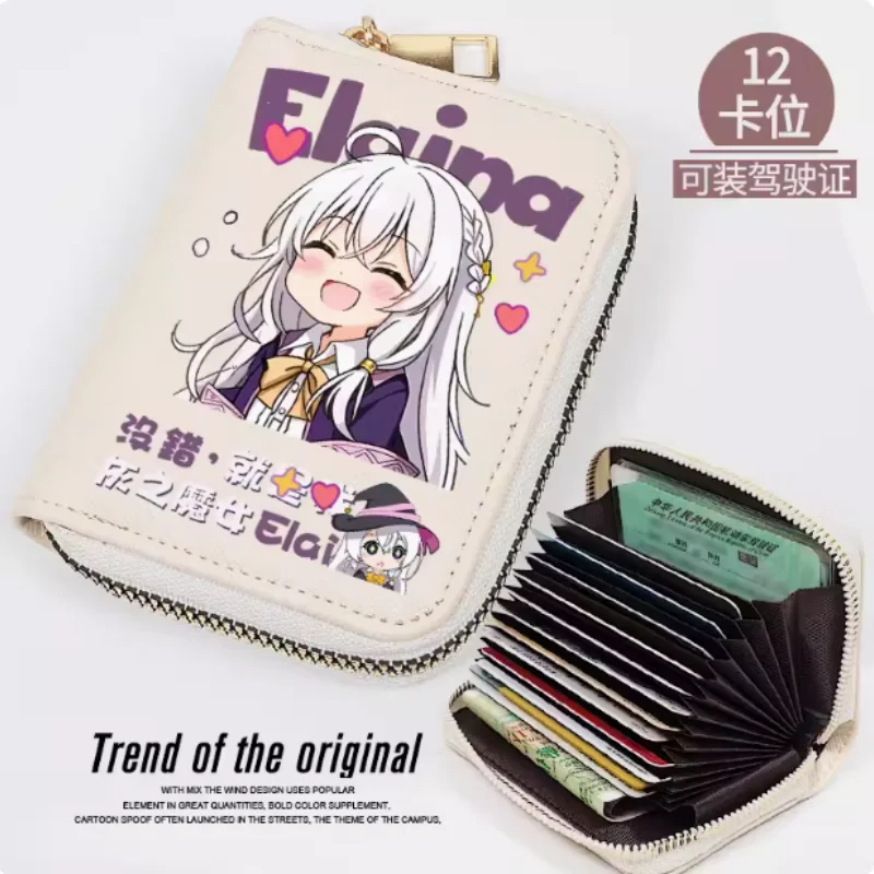 Anime The Journey Of Elaina Fashion Wallet PU Purse Card Coin Zipper Cash Holder Bag Cosplay Gift B1747