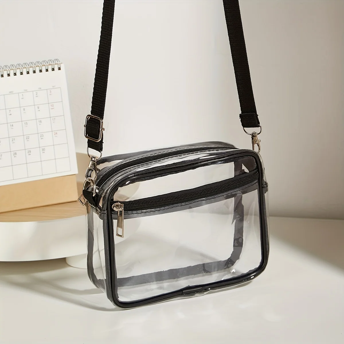 [Chic Style] Schicke transparente Umhängetasche mit verstellbarem Riemen – Elegante PVC-Schultertasche mit Reißverschluss – Detail 1