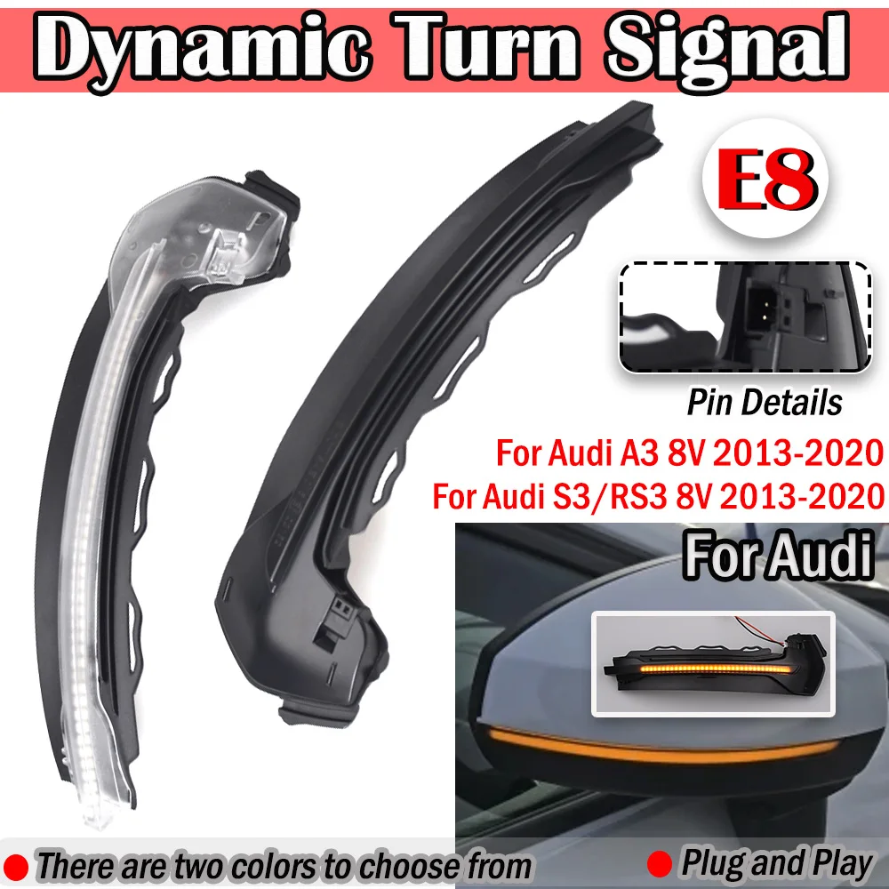 Dynamic blinker for Audi A3 8V S3 RS3 S line Side Mirror light LEDTurn Signal 2013 2014 2015 2016 2017 2018 2019 2020