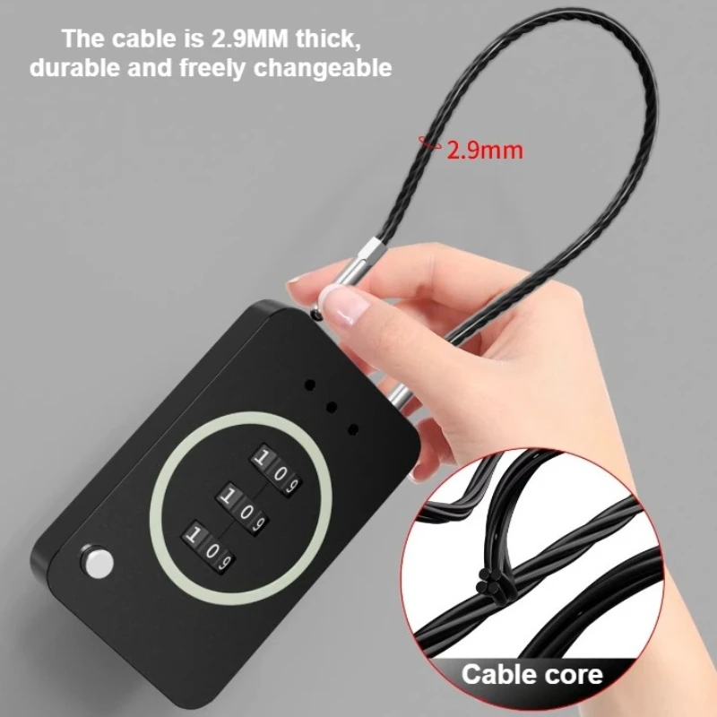 Combination padlock for school lockers, travel cables, safety 3-position locks.