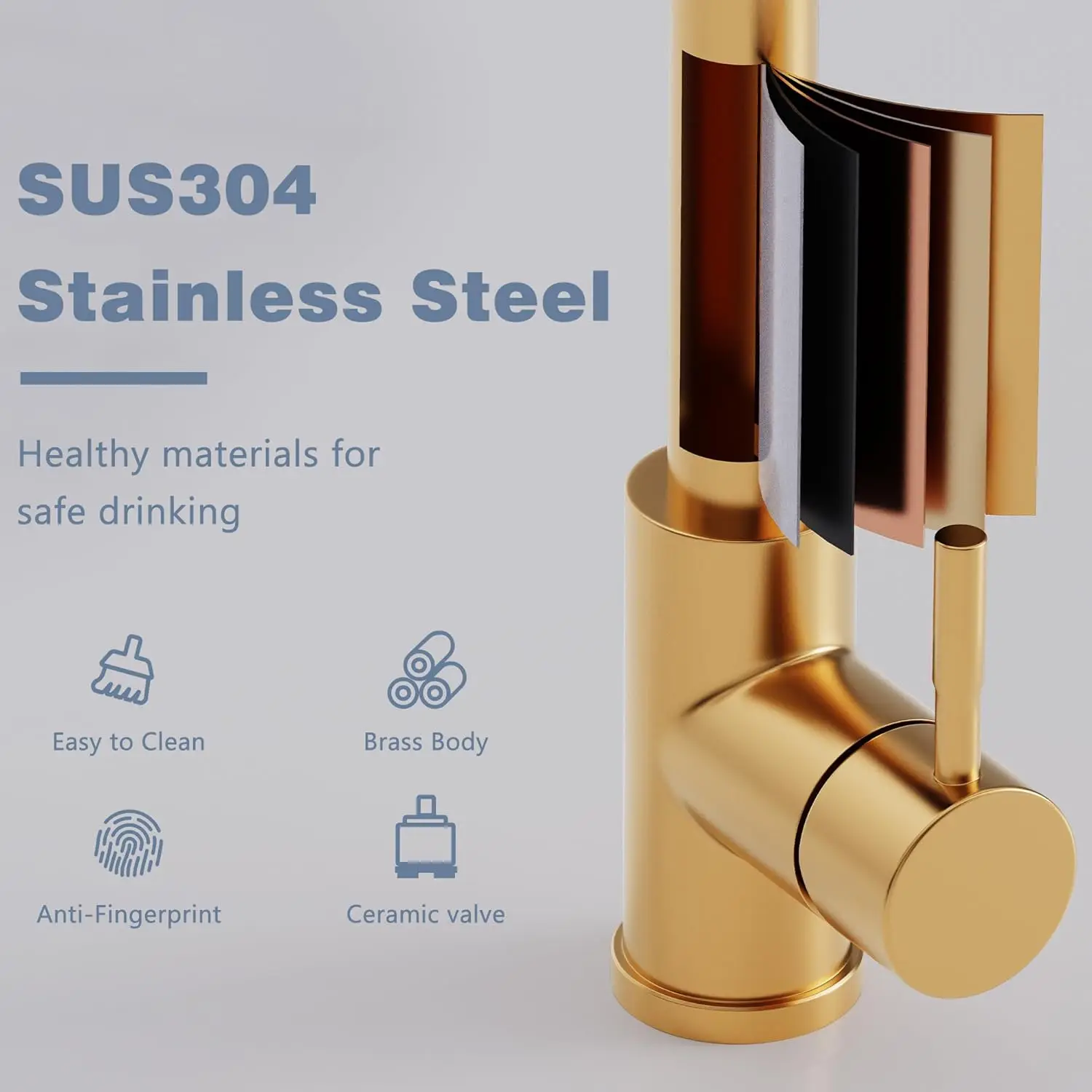 Waterfall Kitchen Faucet with Pull Down Sprayer Single Hole Handle Kitchen Sink Faucets Commercial Modern Faucets