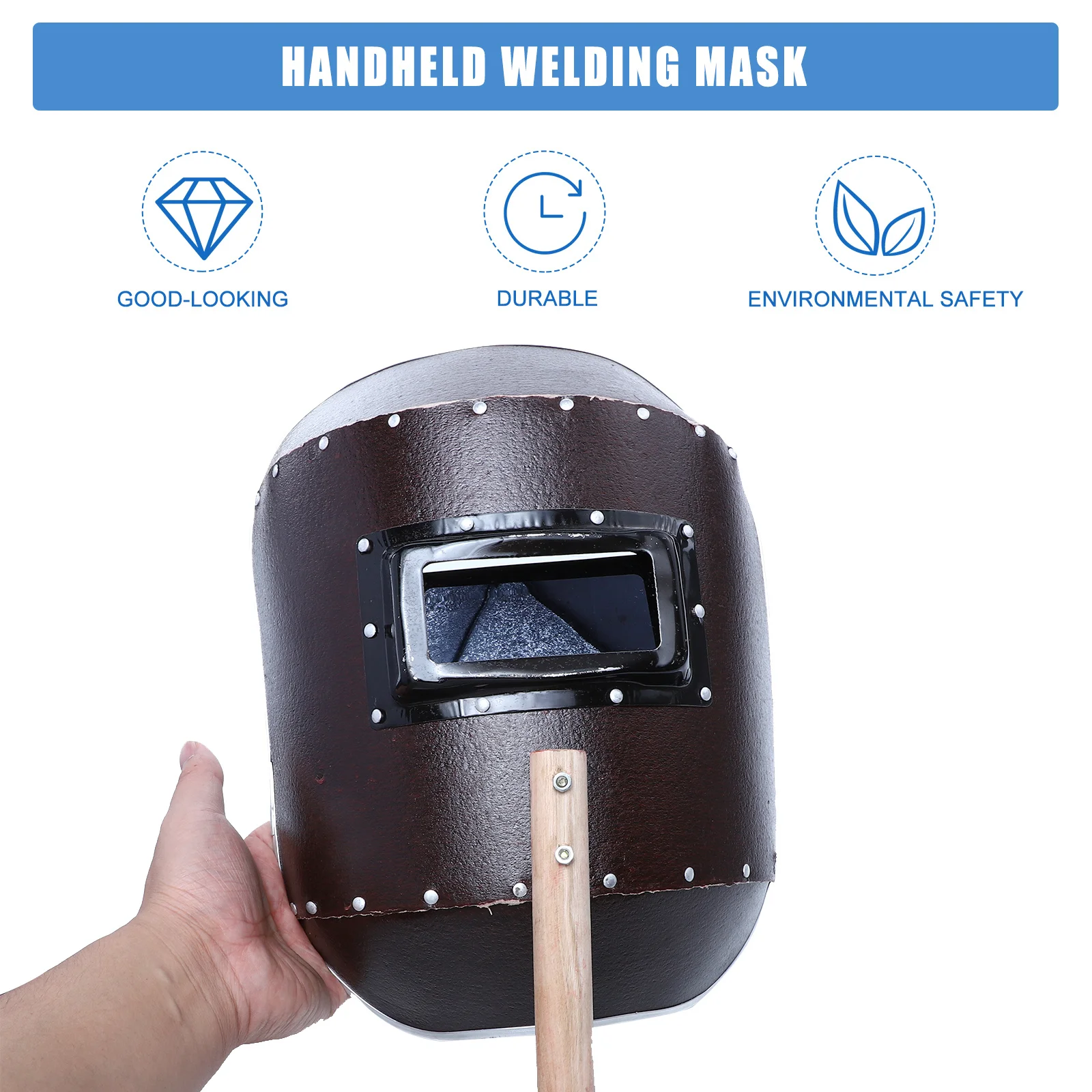 

Red Steel Handheld Welding Mask Auto Darkening Lens High-Strength Flame-Retardant Reusable Face Protection For Welders Safety