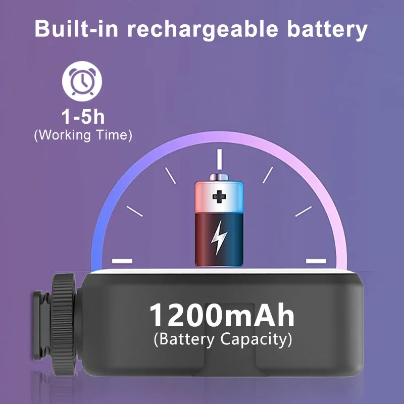 Powerwin T64 RGB LED Panel Light Mini Pocket Camera Vlog Lite 65 LEDs 1200mAh Rechargeable Portable Photo Video Lamp Lighting