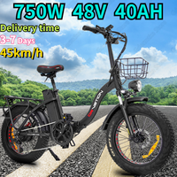 Electric Bike 750W Motor 48V20AH Battery Folding Electric Bicycle 45mph SHIMANO Hydraulic Brake Adult 20 Inch Fat Tire E Bike